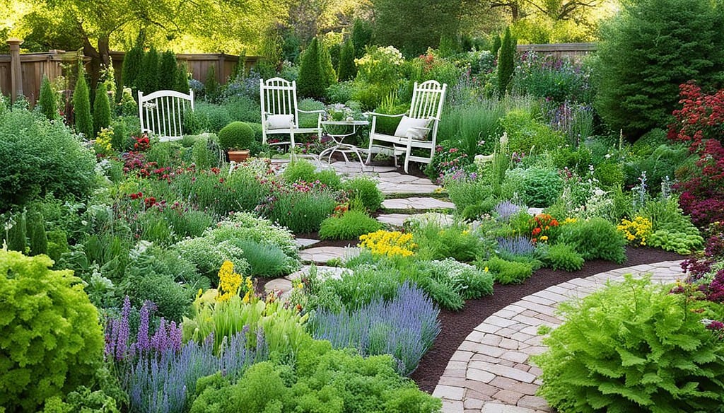 Heirloom plants in eclectic grandpa garden