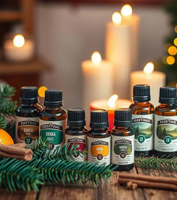 a group of bottles of essential oils