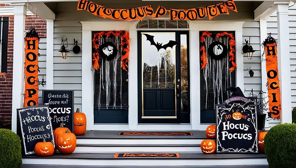 halloween porch decor with Hocus Pocus theme